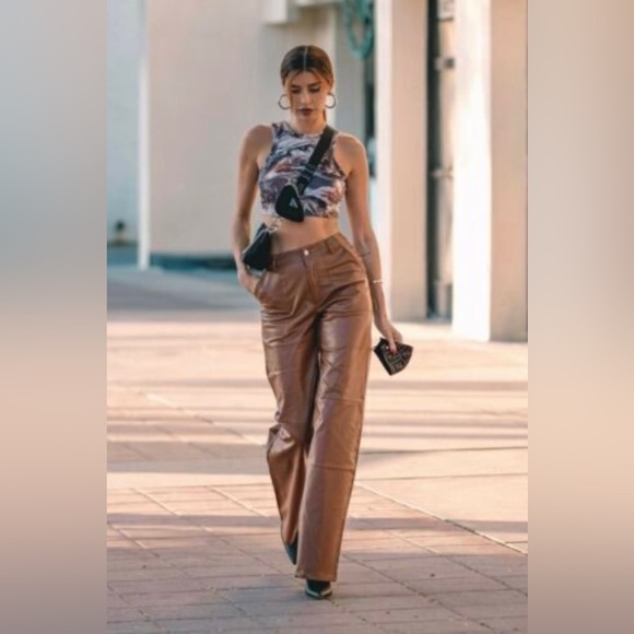 𝐕𝐈𝐍𝐓𝐀𝐆𝐄 Black Leather Pants - Picture 3 of 10